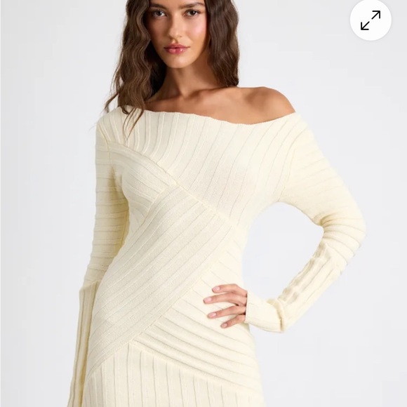 Lulu's Cream Off-Shoulder Dress - Picture 2 of 3